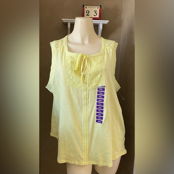 NWT Rafaella Yellow Tank Top Lace Trim Sleeveless MSRP $59 Women’s Size XXL - Picture 10 of 11